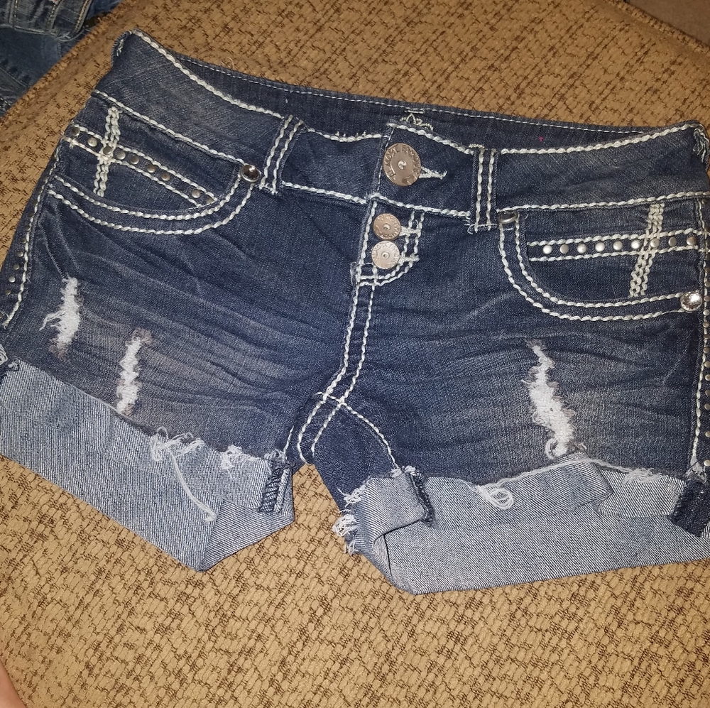 Almost Famous Button-Up Jean Shorts 3 Juniors